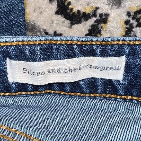 Pilcro and The Letterpress High Rise Flare Floral Hem Jeans Size 27 - Picture 3 of 6